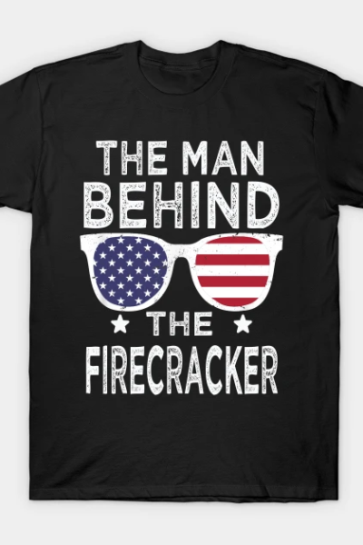 The man behind the firecracked 4th of july T-Shirt
