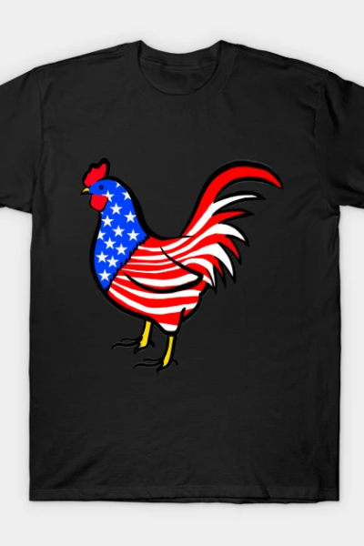 4th of July Independence Day Cock Rooster American Flag T-Shirt