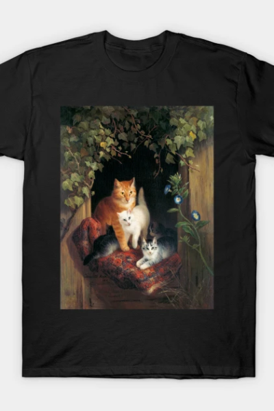 Cat with Kittens (1844) painting T-Shirt