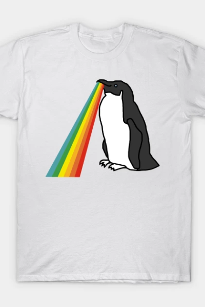 Animals with Rainbow Puke Penguin T-Shirt