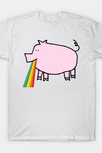 Animals with Rainbow Puke Pink Pig T-Shirt