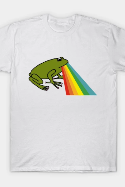 Animals with Rainbow Puke Green Frog T-Shirt
