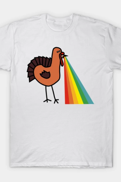 Animals with Rainbow Puke Thanksgiving Turkey T-Shirt