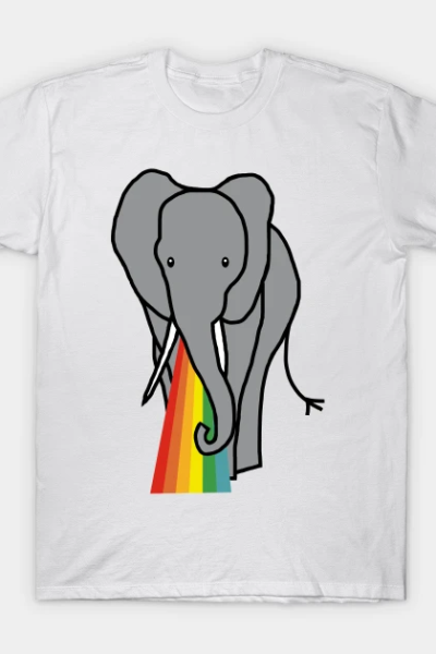 Animals with Rainbow Puke Elephant T-Shirt