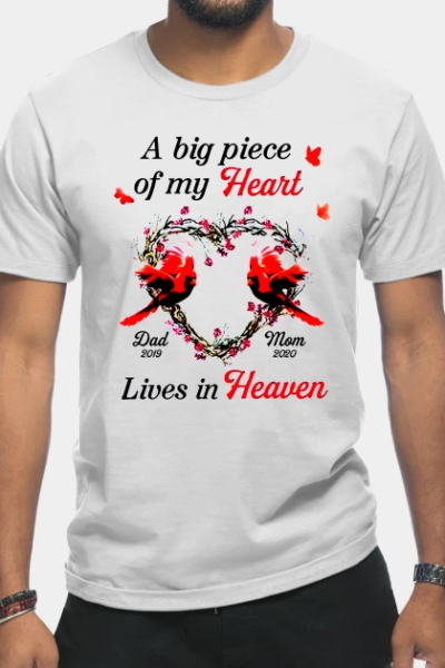A Big Piece Of My Heart Lives In Heaven Cardinals Memorial Personalized T-Shirt