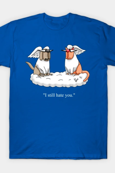 Funny Dog and Cat Angel Cartoon Humor T-Shirt