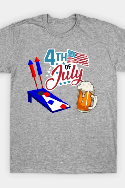 4th Of July Cornhole, Beer and Bottle Rockets T-Shirt