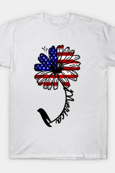 Patriotic Daisy Flag Merica Cute 4th Of July Womens Gift T-Shirt