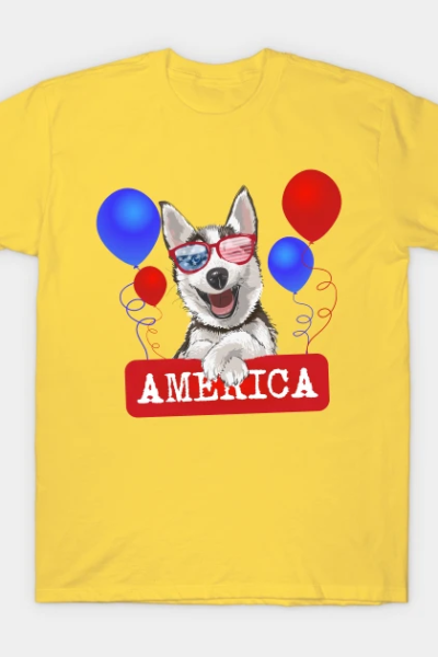 4th Of July – Happy Husky On America Day T-Shirt