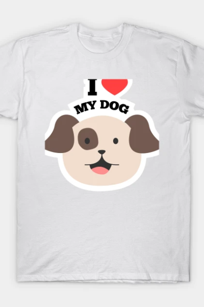 I Love My Dog Cartoon T-Shirt