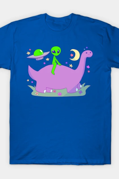 Alien Riding a Dinosaur T-Shirt
