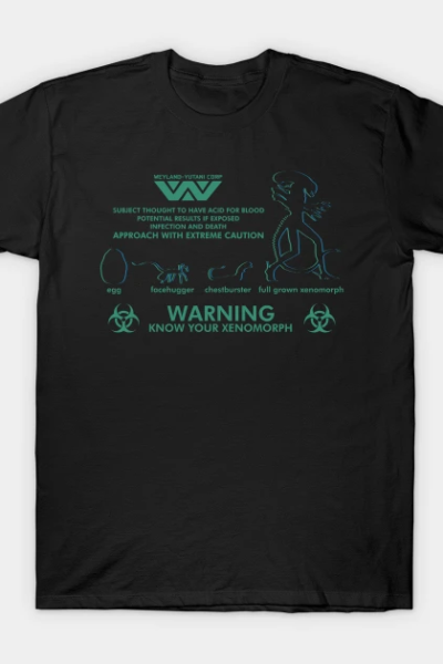 Warning Know Your Xenomorph v4 T-Shirt