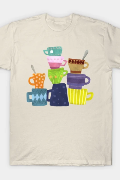 Coffee And Tea Mugs Stacked High T-Shirt