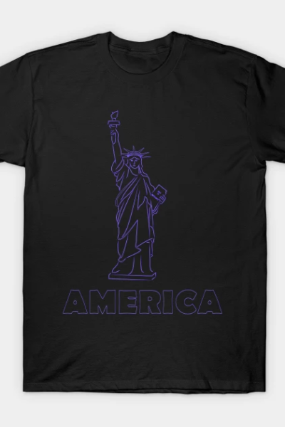 Simple blue line liberty design T-Shirt