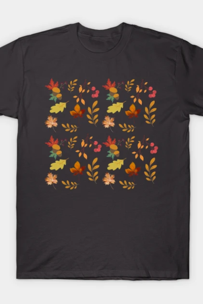 Fall Autumn Leaves Pattern T-Shirt