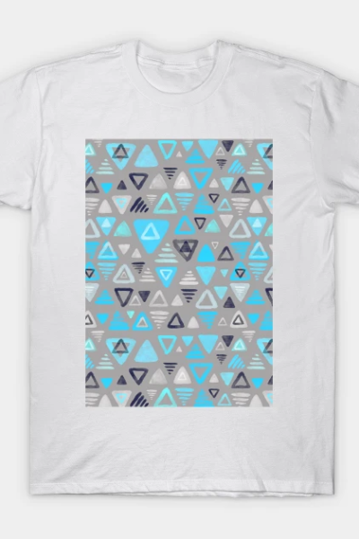 Summer Turquoise Triangles on Grey T-Shirt