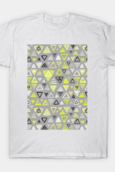 Summer Yellow Triangles on Grey T-Shirt