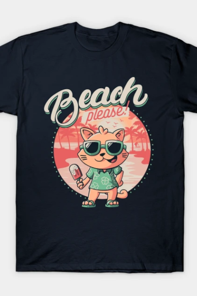 Beach Please Funny Summer Cat T-Shirt