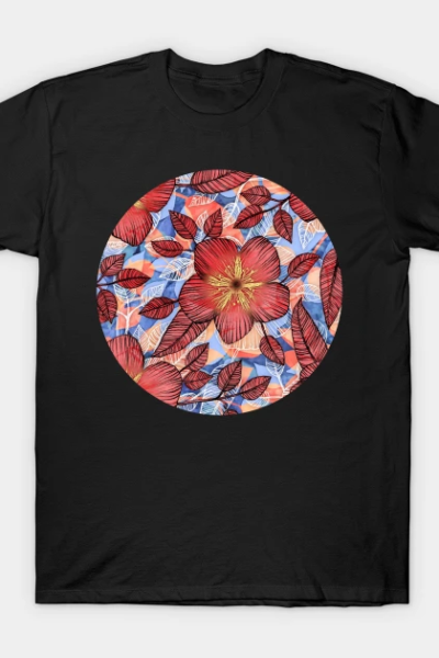 Coral Summer – a hand drawn floral pattern T-Shirt