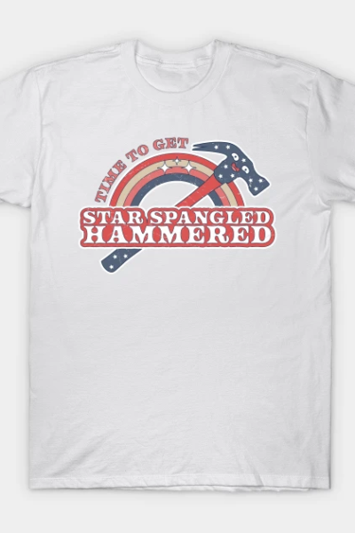Time To Get Star Spangled Hammered 4th Of July Funny Hammer T-Shirt