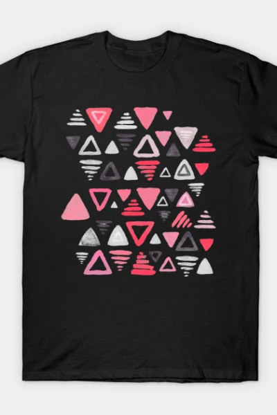 Summer Melon Hot Pink Triangles on Grey T-Shirt