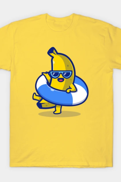 Cute Banana Wearing Balloon T-Shirt