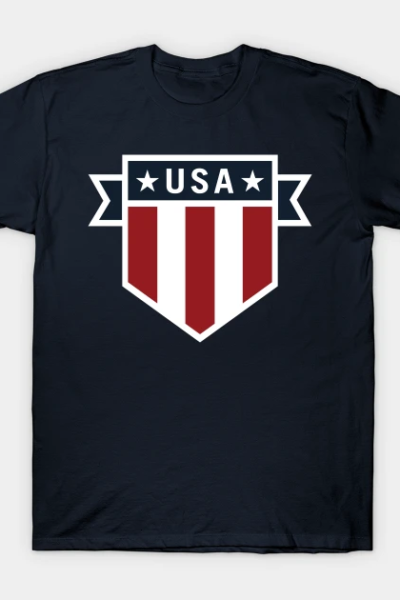 USA Pride Red White and Blue Patriotic Shield T-Shirt
