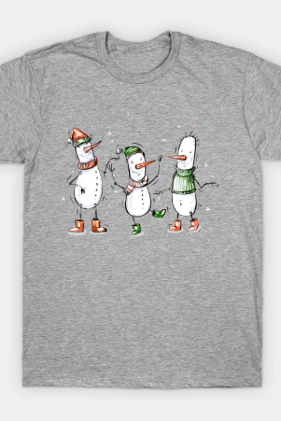 Three Cartoon Snowmen T-Shirt