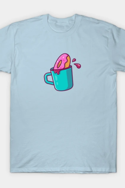 Hot Coffee With Donut Vector Icon Illustration T-Shirt