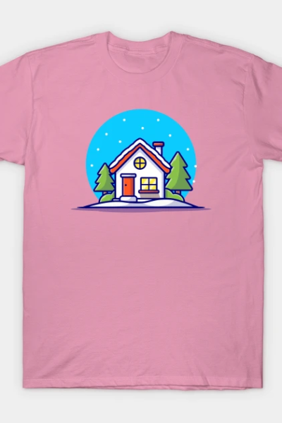 House In Winter Cartoon Vector Icon Illustration T-Shirt