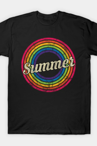 Summer – Retro Rainbow Faded-Style T-Shirt