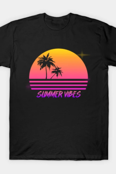 Summer Vibes – Retro Synth Sunset Style T-Shirt