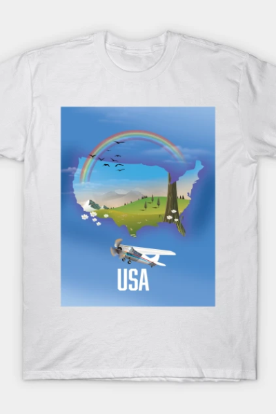 USA Map Travel poster T-Shirt