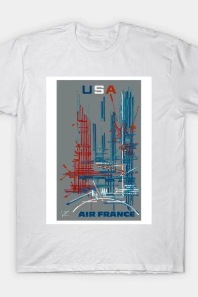 Vintage Travel Poster Air France USA Airline T-Shirt