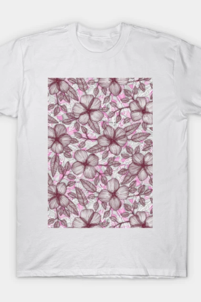 Spring Blossom in Marsala, Pink & Plum T-Shirt