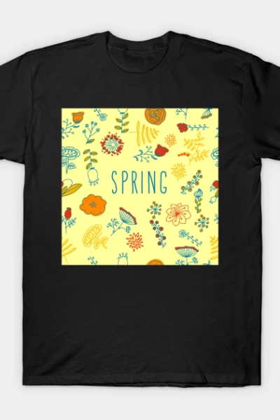 Spring pattern with flowers, vector floral illustration in vintage style T-Shirt