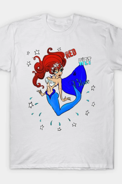 Red Wet & Blue 4th of July Mermaid T-Shirt