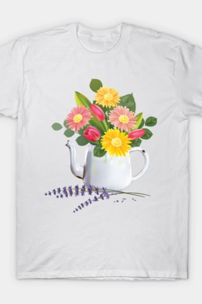 Vintage Coffee Pot With Flowers T-Shirt