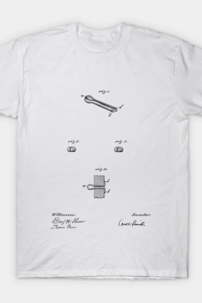 Spring Cotter Vintage Patent Hand Drawing T-Shirt