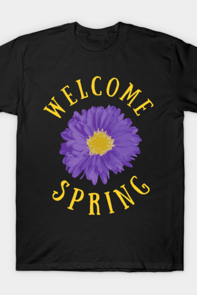 Hello Spring Purple Flower March April May Earth Green Nature Mental Health Shirt Encouragement Love Inspirational Positivity Cute Happy Spiritual Gift T-Shirt